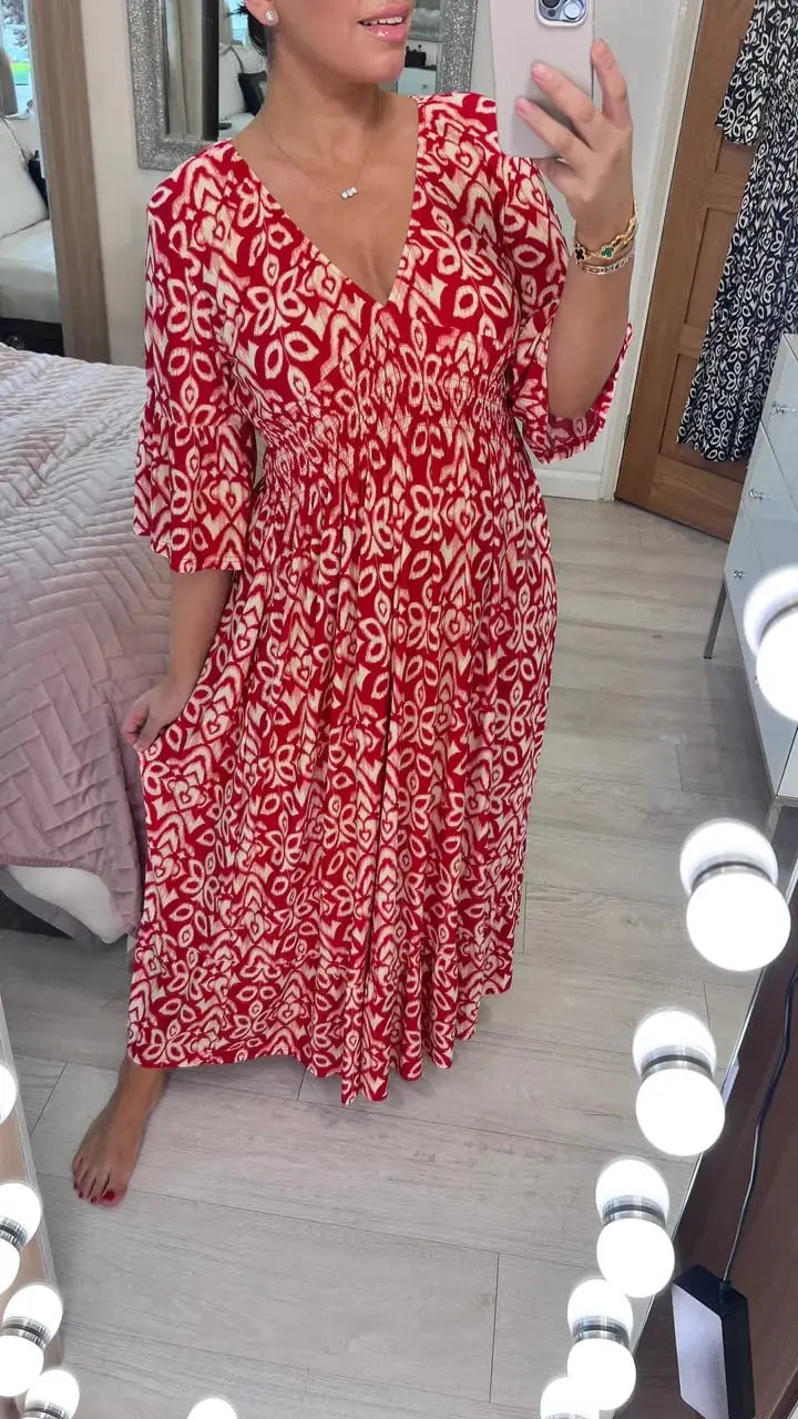 Blumenkleid mit V-Ausschnitt