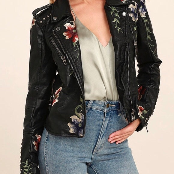 VintyFlower - Floral leather jacket 