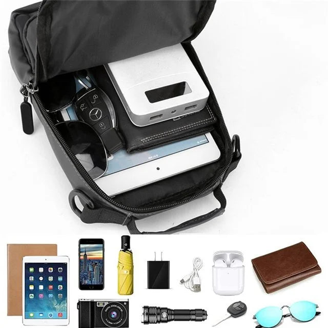 QualityBag - Unisex shoulder backpack with practical and secure USB