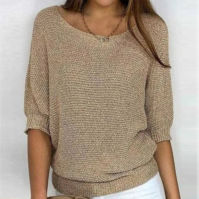 Woods - Classic 3/4 Sleeve Crochet Cotton Sweater