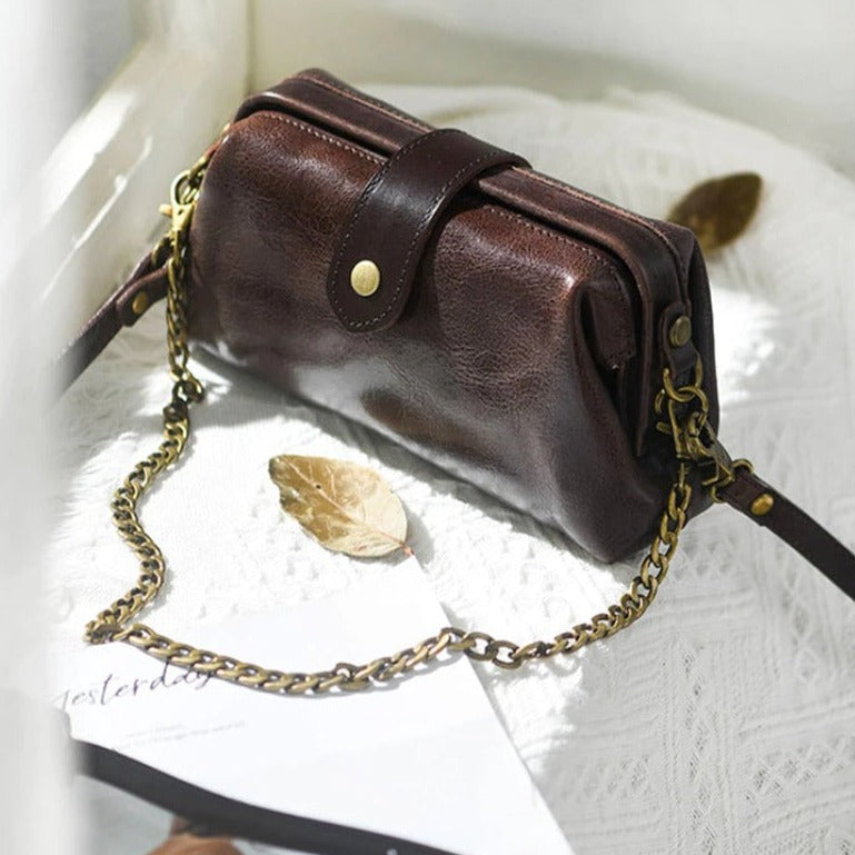 Vanity Bag - Vintage sac en cuir véritable - Beryleo