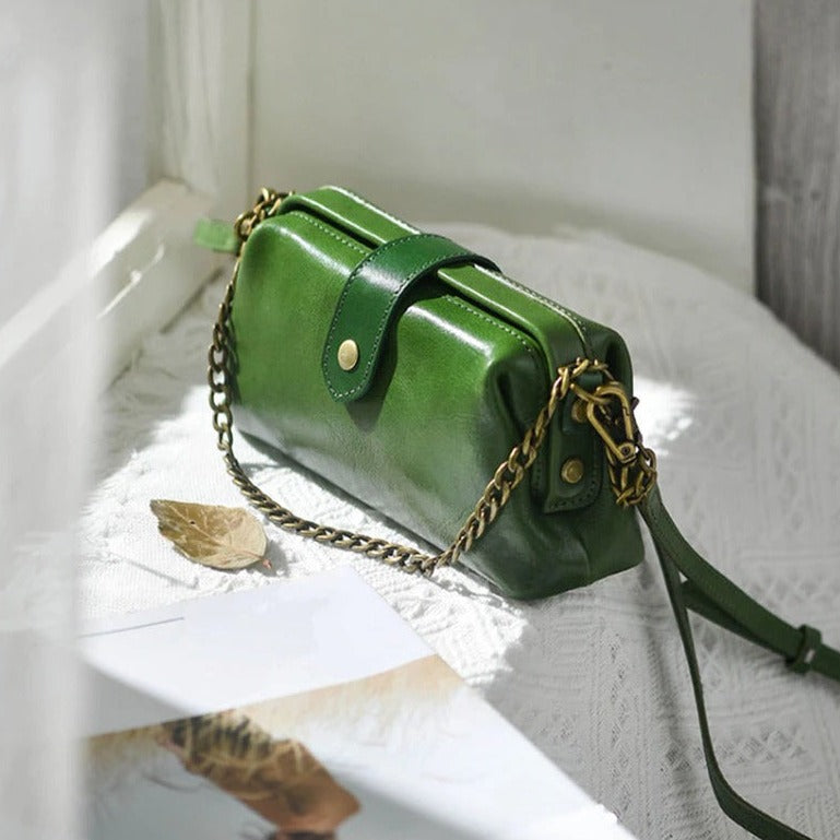 Vanity Bag - Vintage sac en cuir véritable - Beryleo